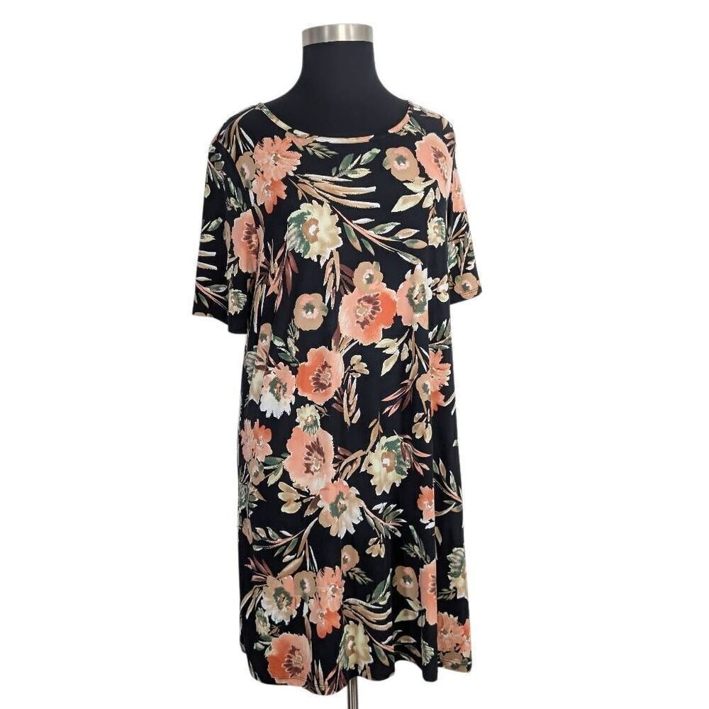 Modcloth Gilli 3X Black Pink Floral Dress Retro Cottagecore Tie Back Evening